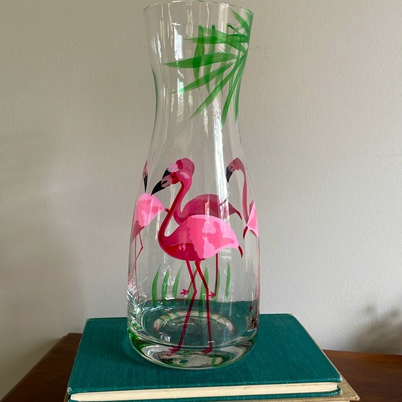 Pier 1 Fannie Flamingo Hand Painted Carafe- great condition - Picture 2 of 10